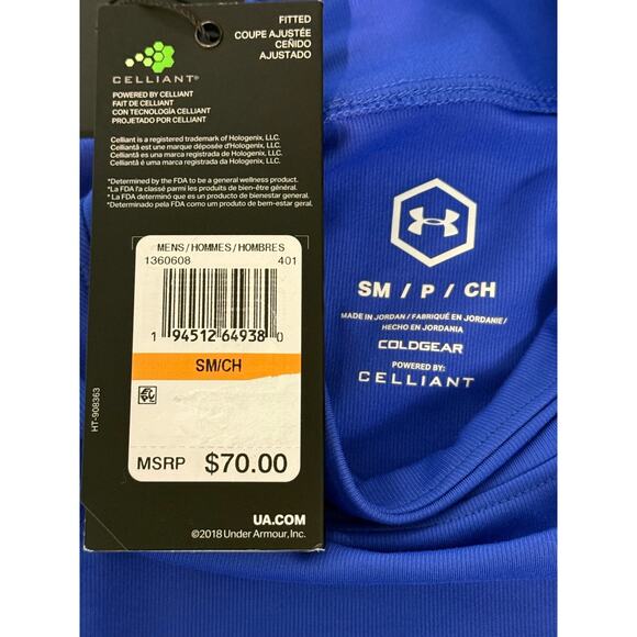 Under Armour ColdGear Men's Long Sleeve Blue Shirt Size S Celliant - Picture 5 of 10